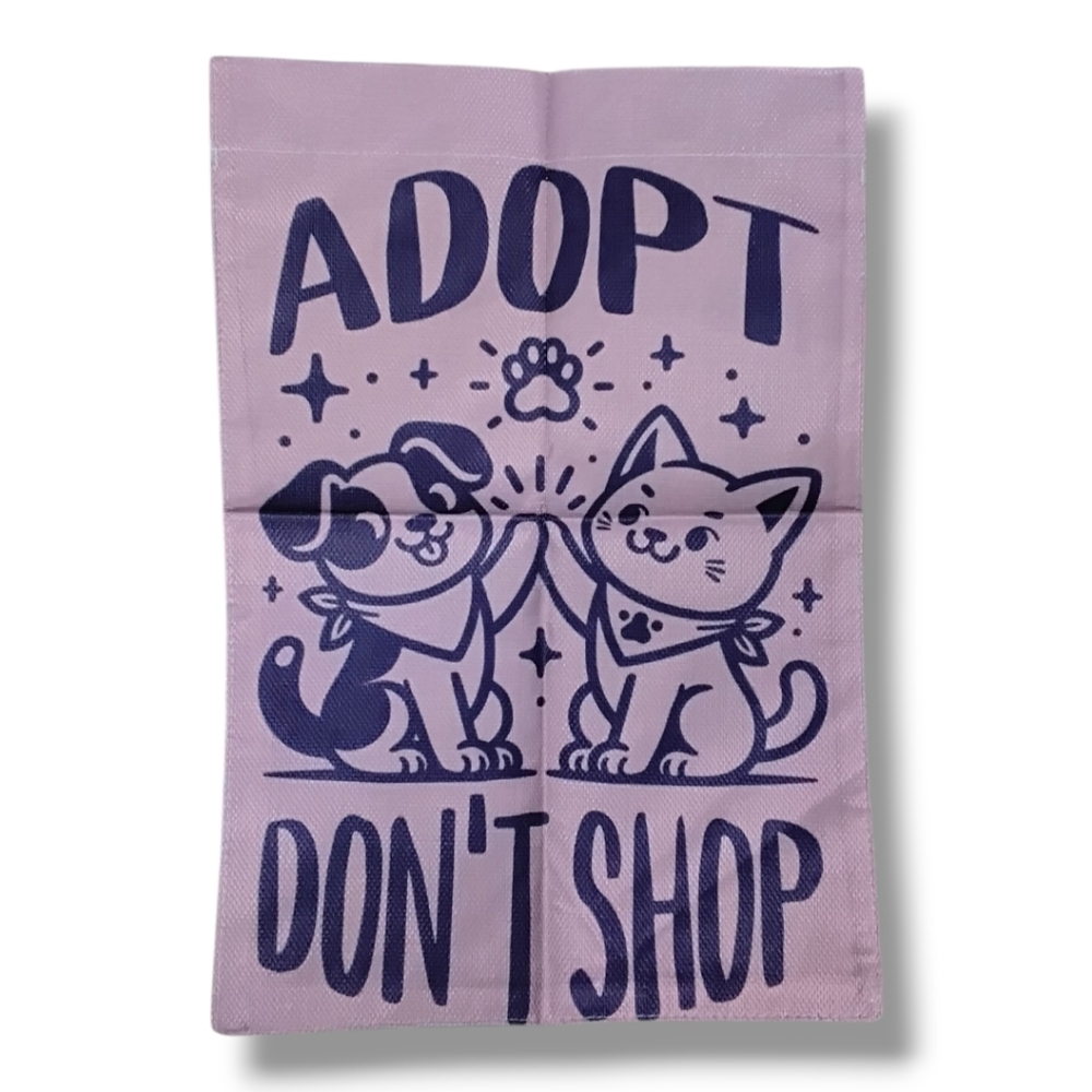 All Season Adopt Don't Shop Garden Flag - Purple